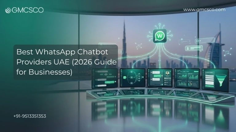 Best WhatsApp chatbot providers in UAE 2026 – business automation dashboard with WhatsApp integration and Dubai skyline