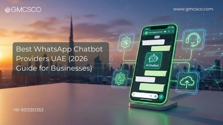 Best WhatsApp chatbot providers in UAE 2026 – business automation dashboard with WhatsApp integration and Dubai skyline