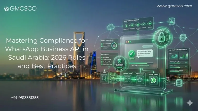 Saudi Arabia WhatsApp Business API compliance 2026 rules and best practices with security monitoring dashboard and regulatory approval workflow.