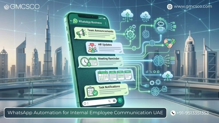 WhatsApp automation for internal employee communication and notifications in the UAE