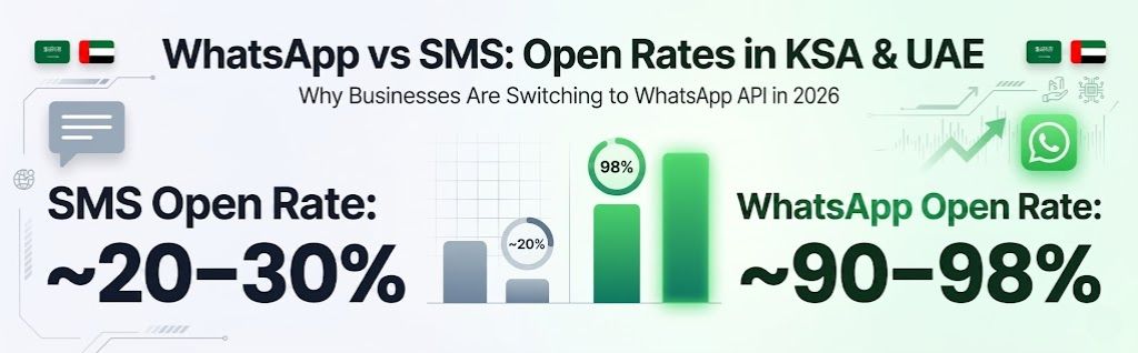 WhatsApp vs SMS open rates in KSA/UAE